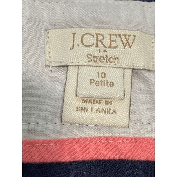 J. Crew Women's Flat Front Mid Rise Tapered Chino Navy Pants Size 10 - Picture 2 of 5
